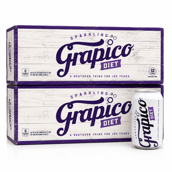 Grapico Diet Soda – 2 Pack of 12 Packs (24 Total Cans) – Caffeine Free Southern Grape Soft Drink