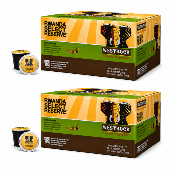 Westrock Coffee Rwanda Select Reserve Coffee Pods, Dark Roast, 80 Count Boxes (Pack of 2) – 100% Arabica Single Serve Coffee Pods Compatible with Keurig K-Cup Brewers
