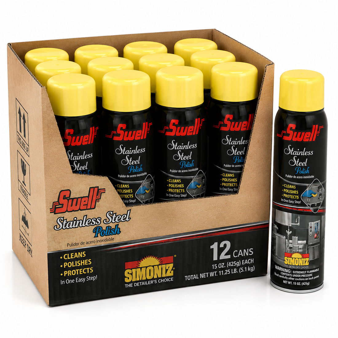 Simoniz Swell Stainless Steel Polish Spray – Cleans, Polishes & Protects Stainless Steel Surfaces – 15 oz Aerosol Can
