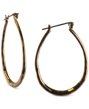 Charter Club Gold-Tone Hammered Medium Oval Hoop Earrings, 1-1/2